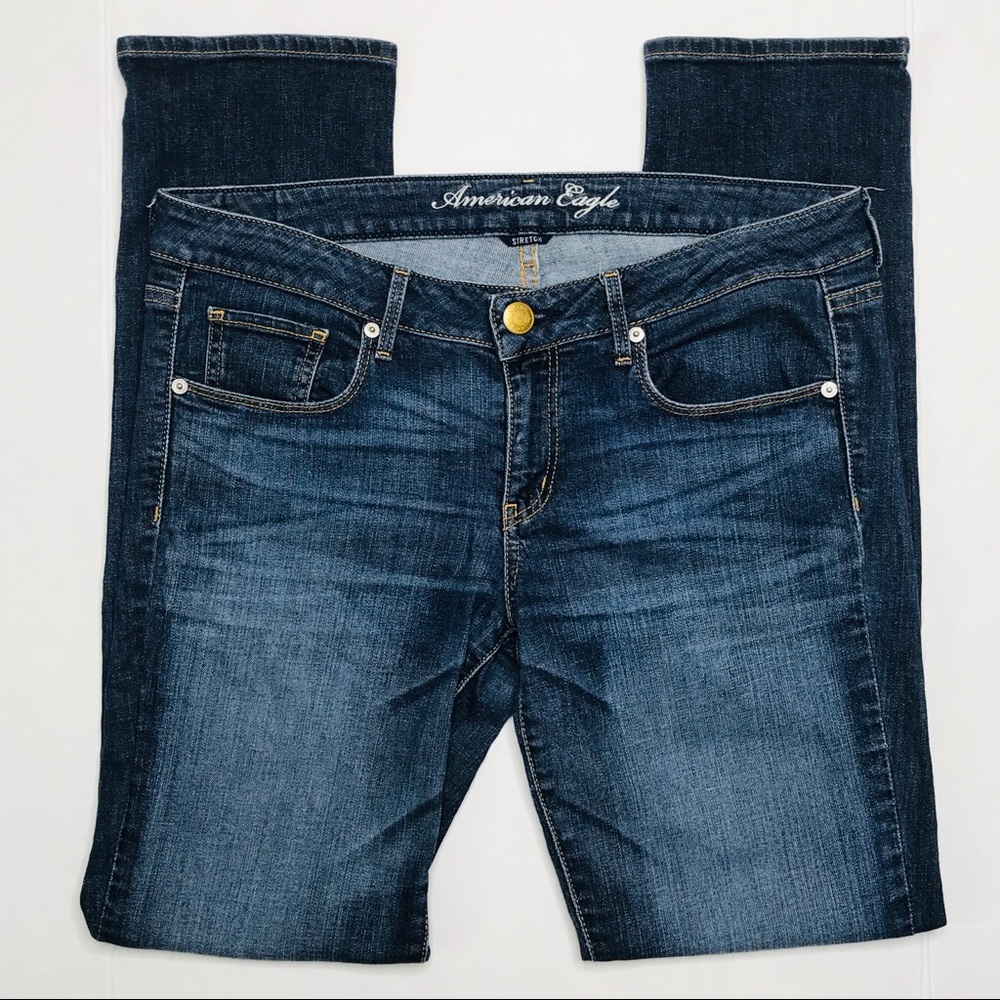 AEO Faded Stretch Skinny Jeans Medium Wash Sz 12
